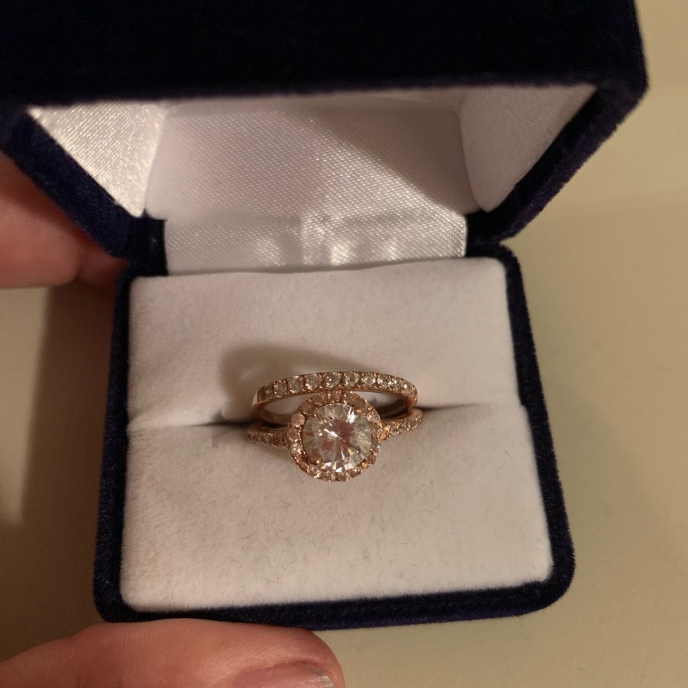 Wedding band and engagement ring